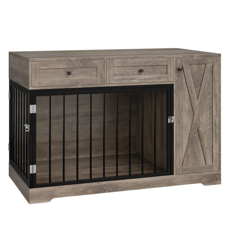 Ansel 47.2" W Big Furniture Style Wooden Large Dog Crate Furniture, Dog Kennel Cage Indoor