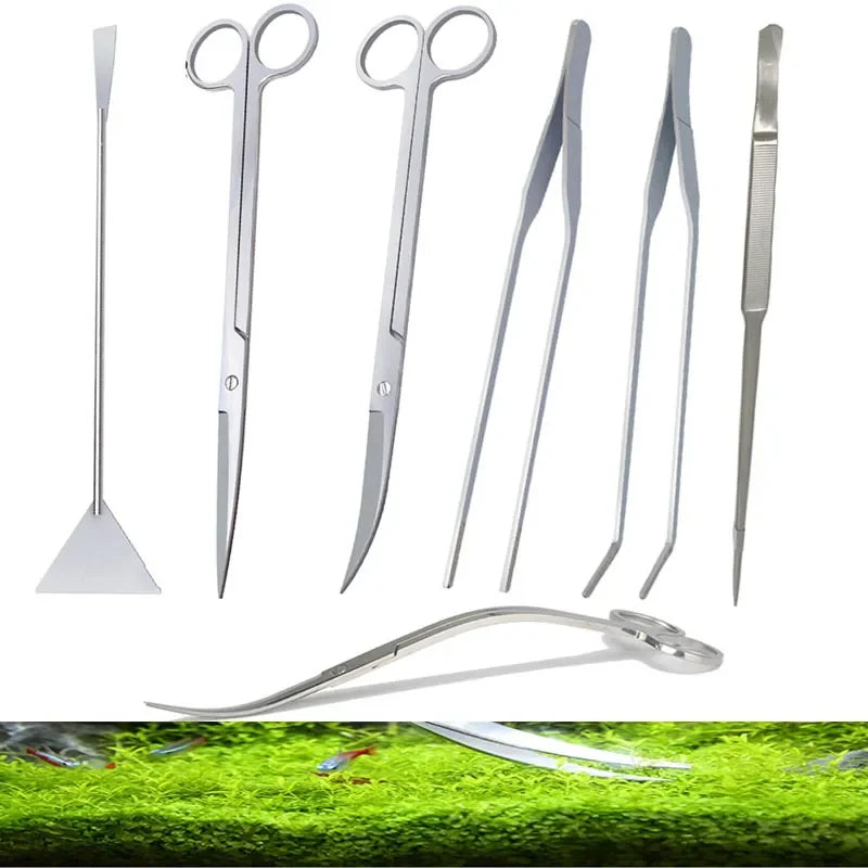 Stainless Steel Aquarium Plant Tools Tank Cleaning Tweezers Aquarium Scissors Aquarium Cleaning Tools